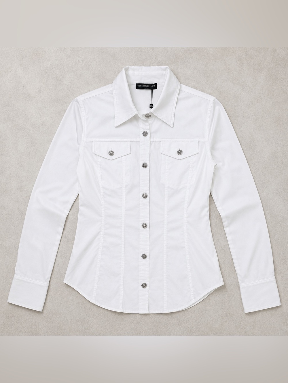 Generation Love Antoinette Crystal Button Blouse White NWT Estimated Medium